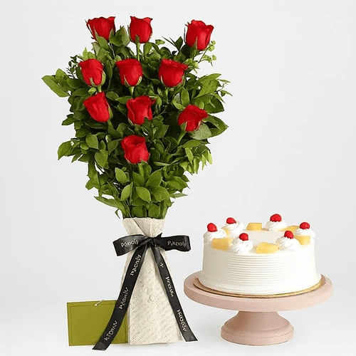 Cake & Flower Combo G-12 Cake & Flower Combo G-12