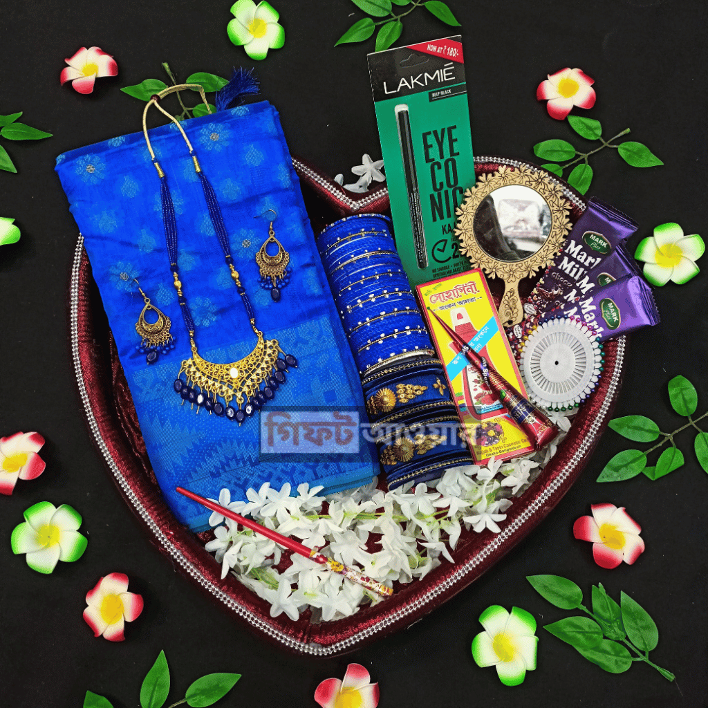 Premium saree combo set - Nil jamdani